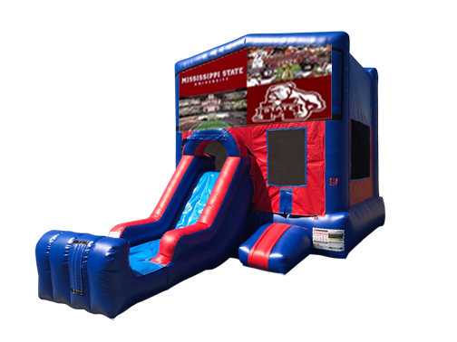 Mississippi State Mini Red & Blue Bounce House Combo w/ Single Lane Dry Slide