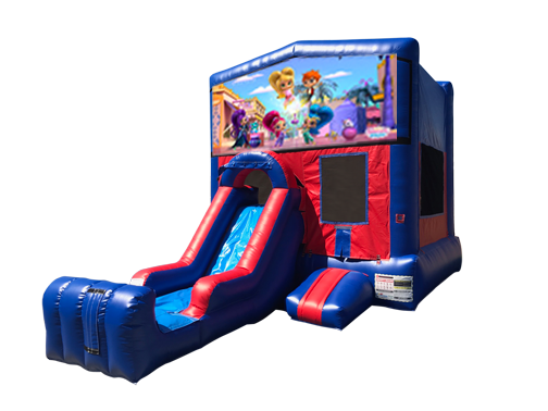 Shimmer and Shine Mini Red & Blue Bounce House Combo w/ Single Lane Dry Slide