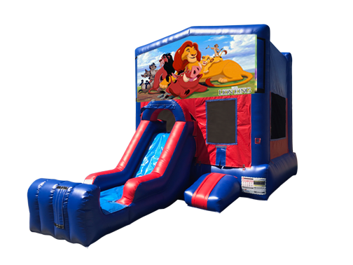 Lion King Mini Red & Blue Bounce House Combo w/ Single Lane Dry Slide