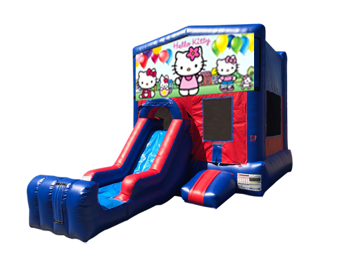 Hello Kitty Mini Red & Blue Bounce House Combo w/ Single Lane Dry Slide