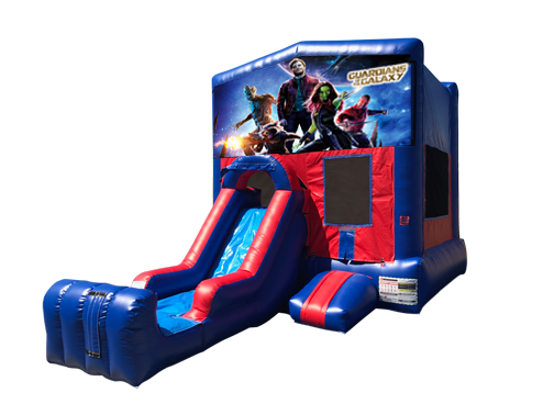 Guardians of the Galaxy Mini Red & Blue Bounce House Combo w/ Single Lane Dry Slide