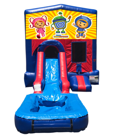 Umizoomi Mini Red & Blue Bounce House Combo w/ Single Lane Water Slide