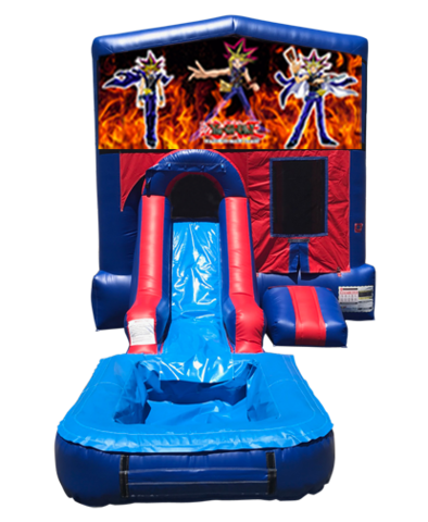 You-Gi-Oh Mini Red & Blue Bounce House Combo w/ Single Lane Water Slide