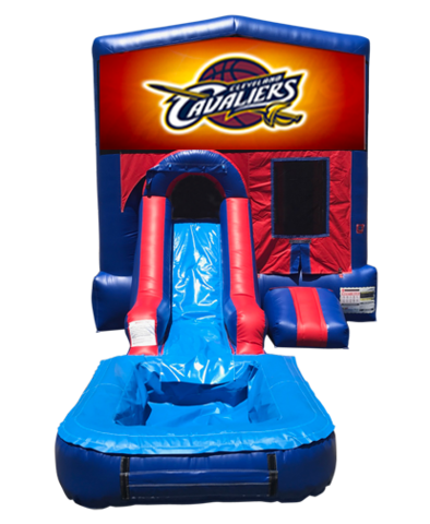 Cavaliers Mini Red & Blue Bounce House Combo w/ Single Lane Water Slide