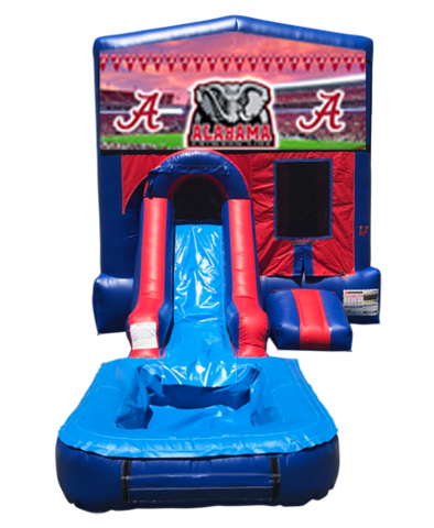 Alabama Mini Red & Blue Bounce House Combo w/ Single Lane Water Slide