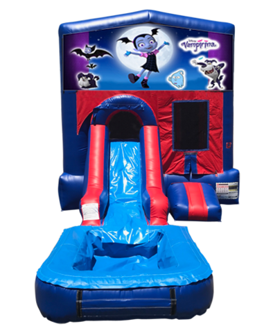 Vampirina Mini Red & Blue Bounce House Combo w/ Single Lane Water Slide