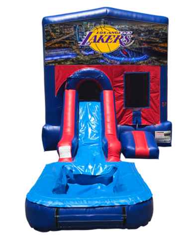 Los Angeles Lakers Mini Red & Blue Bounce House Combo w/ Single Lane Dry Slide