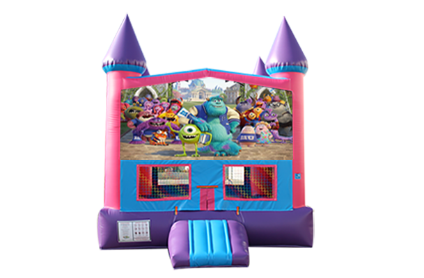 Monsters Inc. Pink and Purple Castle Moonwalk w/basketball goal