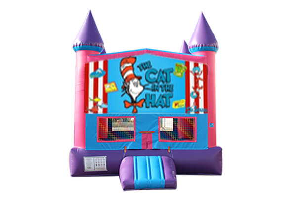 Cat in the Hat Pink and Purple Castle Moonwalk w/ basketball goal 