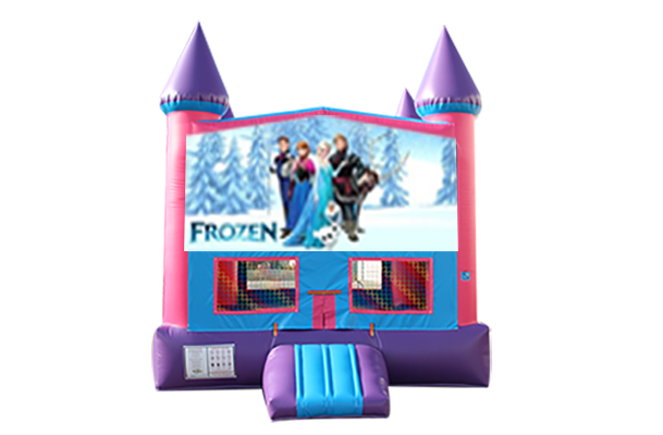 Disney Frozen Pink and Purple Castle Moonwalk w/ basketball goal
