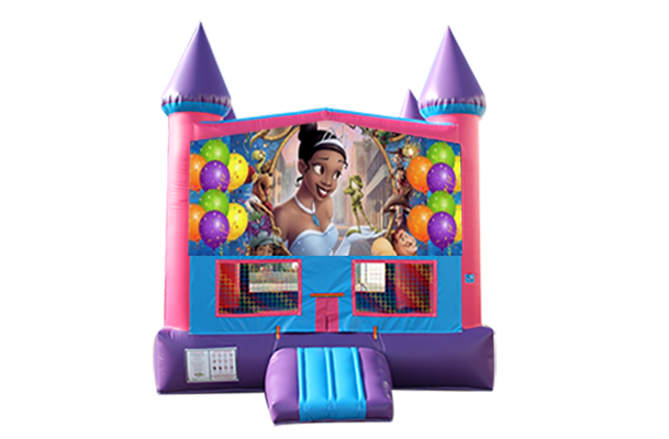 Princess and the Frog Pink and Purple Castle Moonwalk w/basketball goal