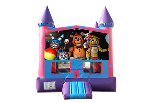 Five Nights at Freddy's Pink and Purple Castle Moonwalk w/basketball goal