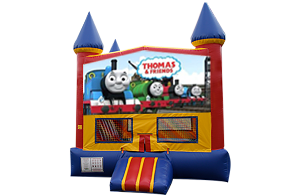 Thomas the Train Red, Yellow, Blue Castle Moonwalk w/basketball goal