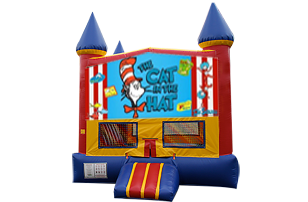 Cat in the Hat Red, Yellow, Blue Castle Moonwalk w/basketball goal