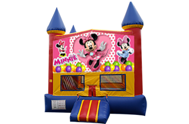Minnie Mouse Red, Yellow, Blue Castle Moonwalk w/basketball goal