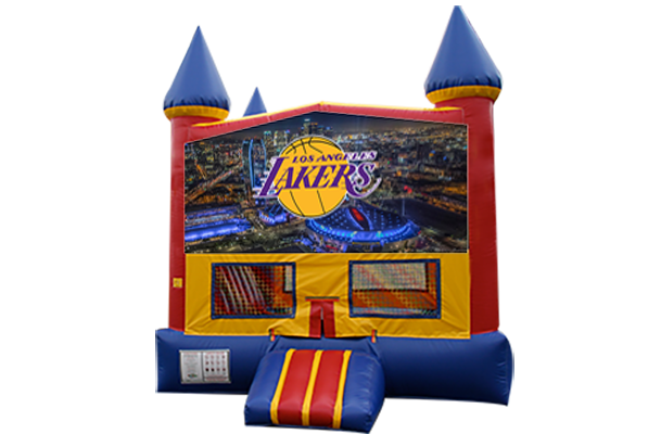Los Angeles Lakers Red, Yellow, Blue Castle Moonwalk w/basketball goal