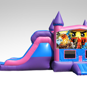 Lego Ninjago Pink and Purple Bounce House Combo w/Single Lane Dry Slide