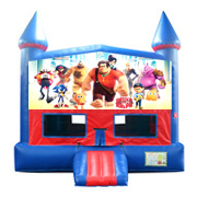 Wreck it Ralph Red and Blue Castle Moonwalk w/basketball goal