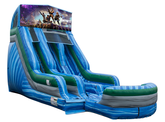 A 18ft Modular Fortnite Blue Crush Waterslide