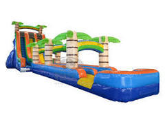 27ft Tropical Water Slide Duel Lane w/ Slip & Slide