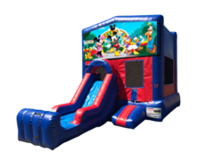 Mickey Mouse Clubhouse Mini Red & Blue Bounce House Combo w/ Single Lane Dry Slide