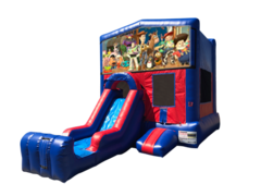 Toy Story Mini Red & Blue Bounce House Combo w/ Single Lane Dry Slide