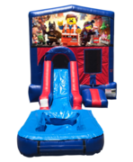 Lego Movie Mini Red & Blue Bounce House Combo w/ Single Lane Water Slide