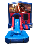 Star Wars Mini Red & Blue Bounce House Combo w/ Single Lane Water Slide