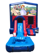 Sofia the First Mini Red & Blue Bounce House Combo w/ Single Lane Water Slide