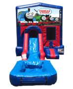 Thomas the Train Mini Red & Blue Bounce House Combo w/ Single Lane Water Slide