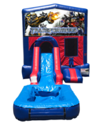 Transformers Mini Red & Blue Bounce House Combo w/ Single Lane Water Slide