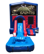 Saints Mini Red & Blue Bounce House Combo w/ Single Lane Water Slide