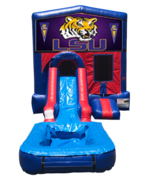 LSU Mini Red & Blue Bounce House Combo w/ Single Lane Water Slide