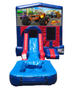 Blaze Mini Red & Blue Bounce House Combo w/ Single Lane Water Slide