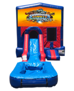 Skylanders Mini Red & Blue Bounce House Combo w/ Single Lane Water Slide