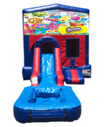 Shopkins Mini Red & Blue Bounce House Combo w/ Single Lane Water Slide