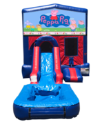 Peppa Pig Mini Red & Blue Bounce House Combo w/ Single Lane Water Slide