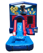 Despicable Me Mini Red & Blue Bounce House Combo w/ Single Lane Water Slide