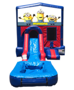 Minions Mini Red & Blue Bounce House Combo w/ Single Lane Water Slide