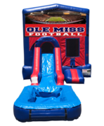 Ole Miss Mini Red & Blue Bounce House Combo w/ Single Lane Water Slide