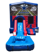 Dallas Cowboys Mini Red & Blue Bounce House Combo w/ Single Lane Water Slide