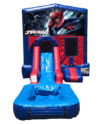 Spider man Mini Red & Blue Bounce House Combo w/ Single Lane Water Slide