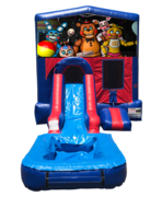 Five Nights at Freddy's Mini Red & Blue Bounce House Combo w/ Single Lane Water Slide