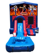 You-Gi-Oh Mini Red & Blue Bounce House Combo w/ Single Lane Water Slide