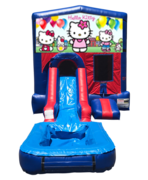 Hello Kitty Mini Red & Blue Bounce House Combo w/ Single Lane Water Slide