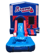 Atlanta Braves Mini Red & Blue Bounce House Combo w/ Single Lane Water Slide