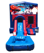 Big Hero 6 Mini Red & Blue Bounce House Combo w/ Single Lane Water Slide