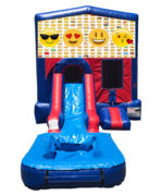 Emojis Mini Red & Blue Bounce House Combo w/ Single Lane Water Slide