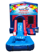 Jumping Joe's Mini Red & Blue Bounce House Combo w/ Single Lane Water Slide