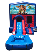 Moana Mini Red & Blue Bounce House Combo w/ Single Lane Water Slide